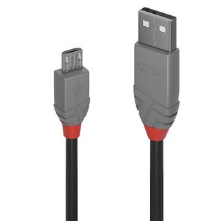 LINDY  36731 USB Kabel 0,5 m USB 2.0 USB A Micro-USB B Schwarz, Grau 