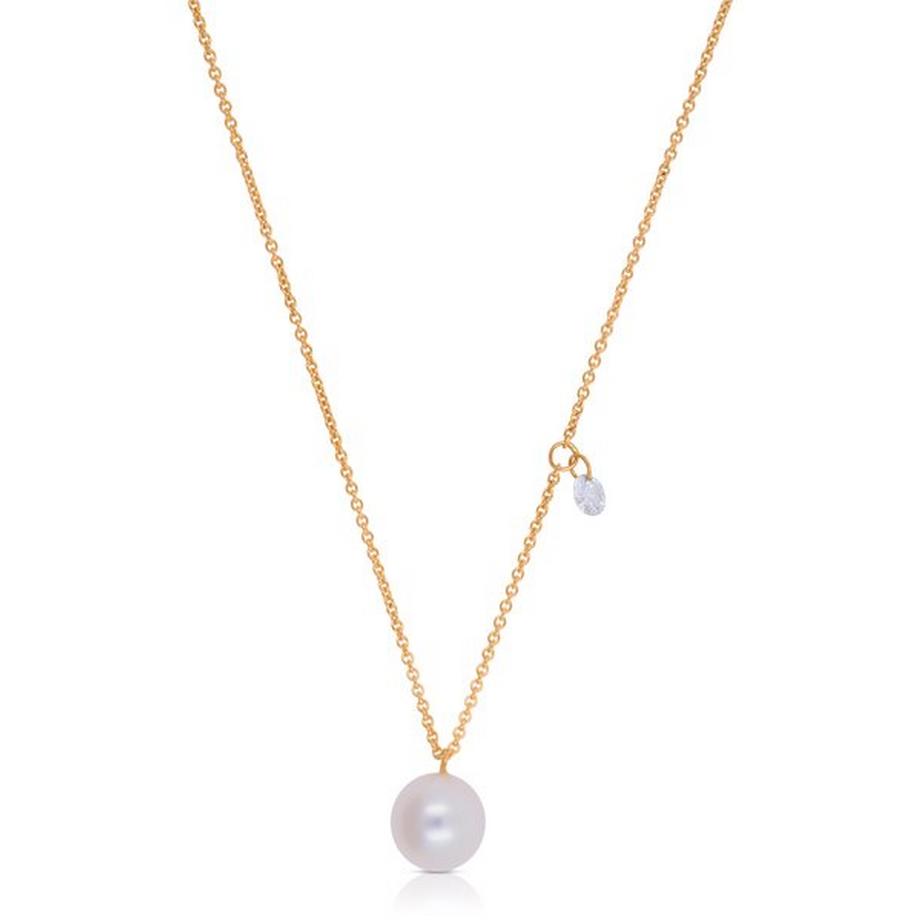 MUAU Schmuck  Collier Roségold 750 Akoya Perle 5.5-6mm Brillant 0.06ct. 