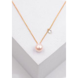 MUAU Schmuck  Collier or rose 750 perle Akoya 5.5-6mm diamant 0.06ct. 