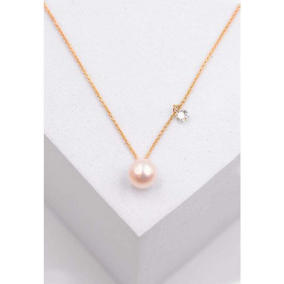 MUAU Schmuck  Collier Roségold 750 Akoya Perle 5.5-6mm Brillant 0.06ct. 