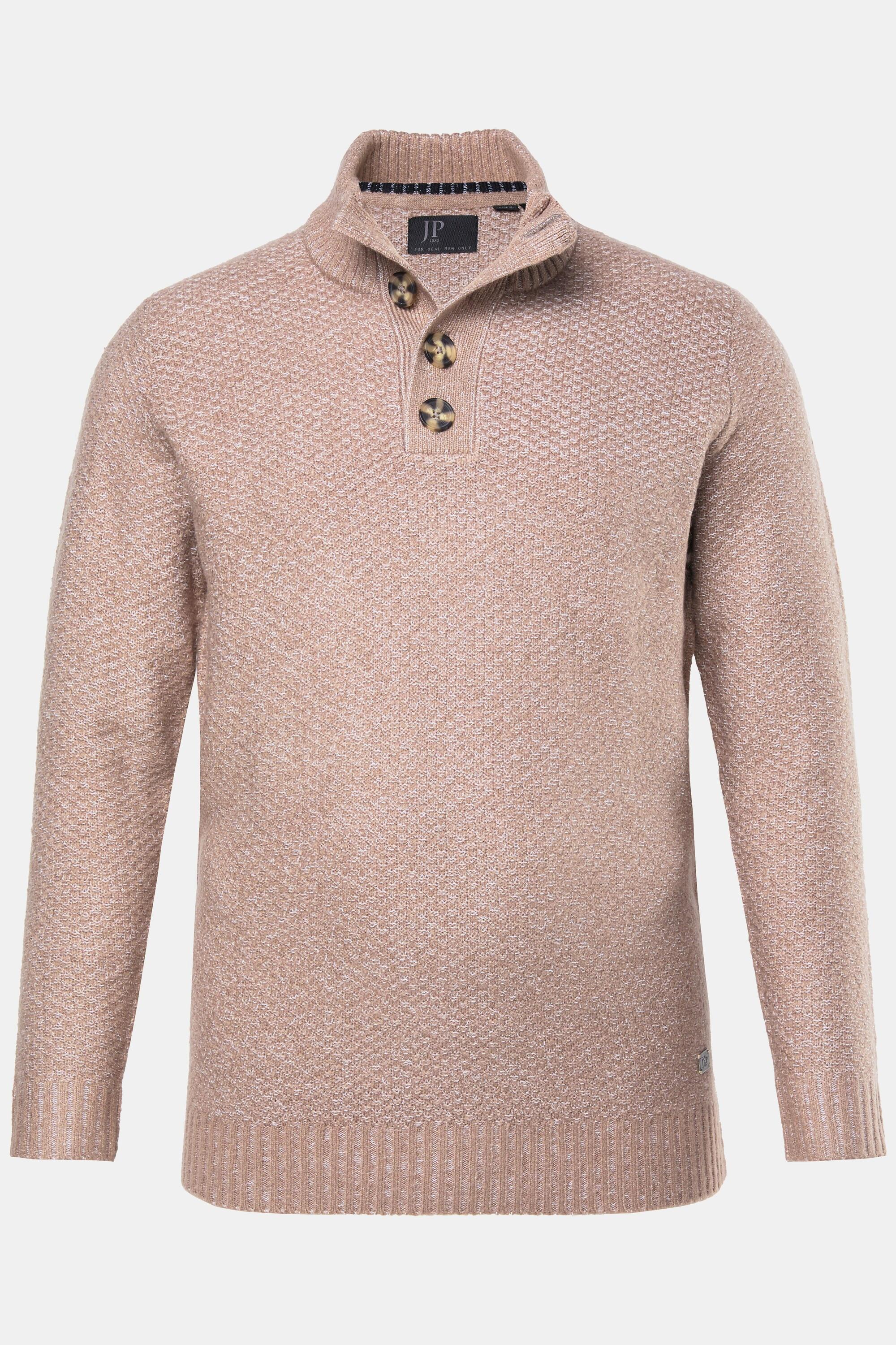 JP1880 CashmereTouch Strukturstrick Knopfkragen Troyer  