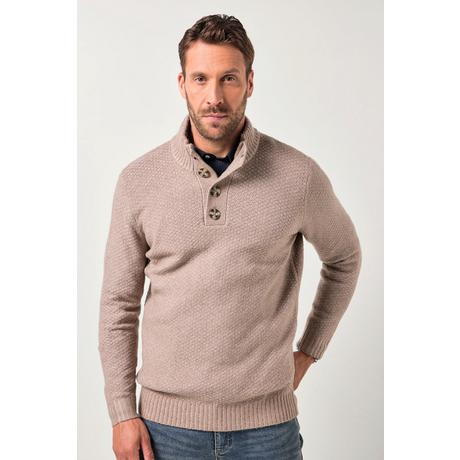 JP1880 CashmereTouch Strukturstrick Knopfkragen Troyer  