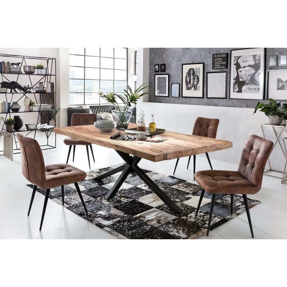 mutoni Table 240x100 cm - teck recyclé naturel - métal noir antique  