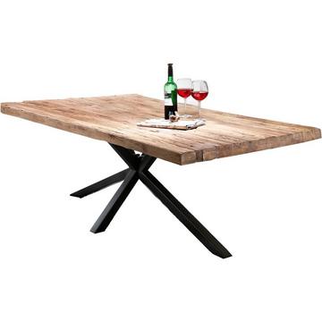 Massivholztisch 240x100 - Teak natur - Metall antik