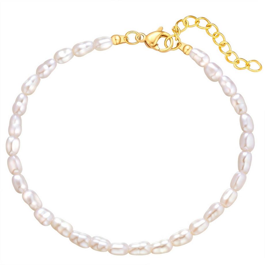 Armband Edelstahl gelbgold Perle (synth.)