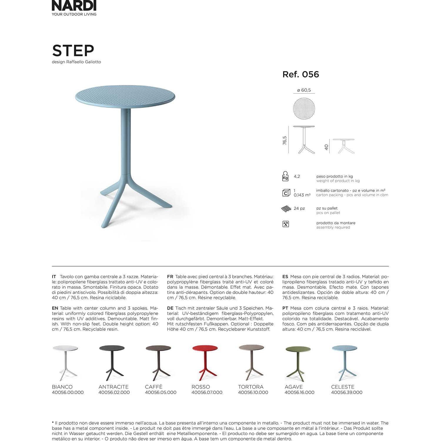 NARDI outdoor Tavolo da giardino Step bianco 60  