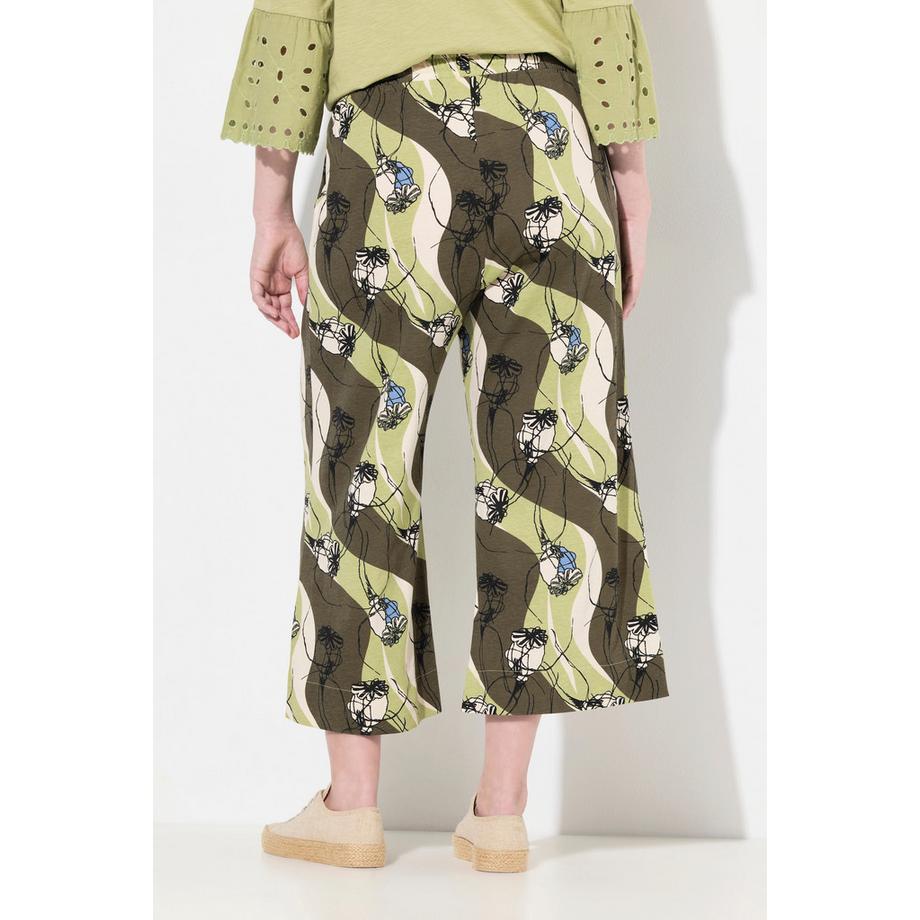 Ulla Popken Culotte Jersey Motif Vagues Jambe Large Coton Bio  