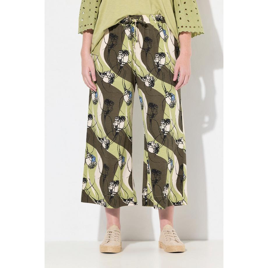 Ulla Popken Culotte Jersey Motif Vagues Jambe Large Coton Bio  