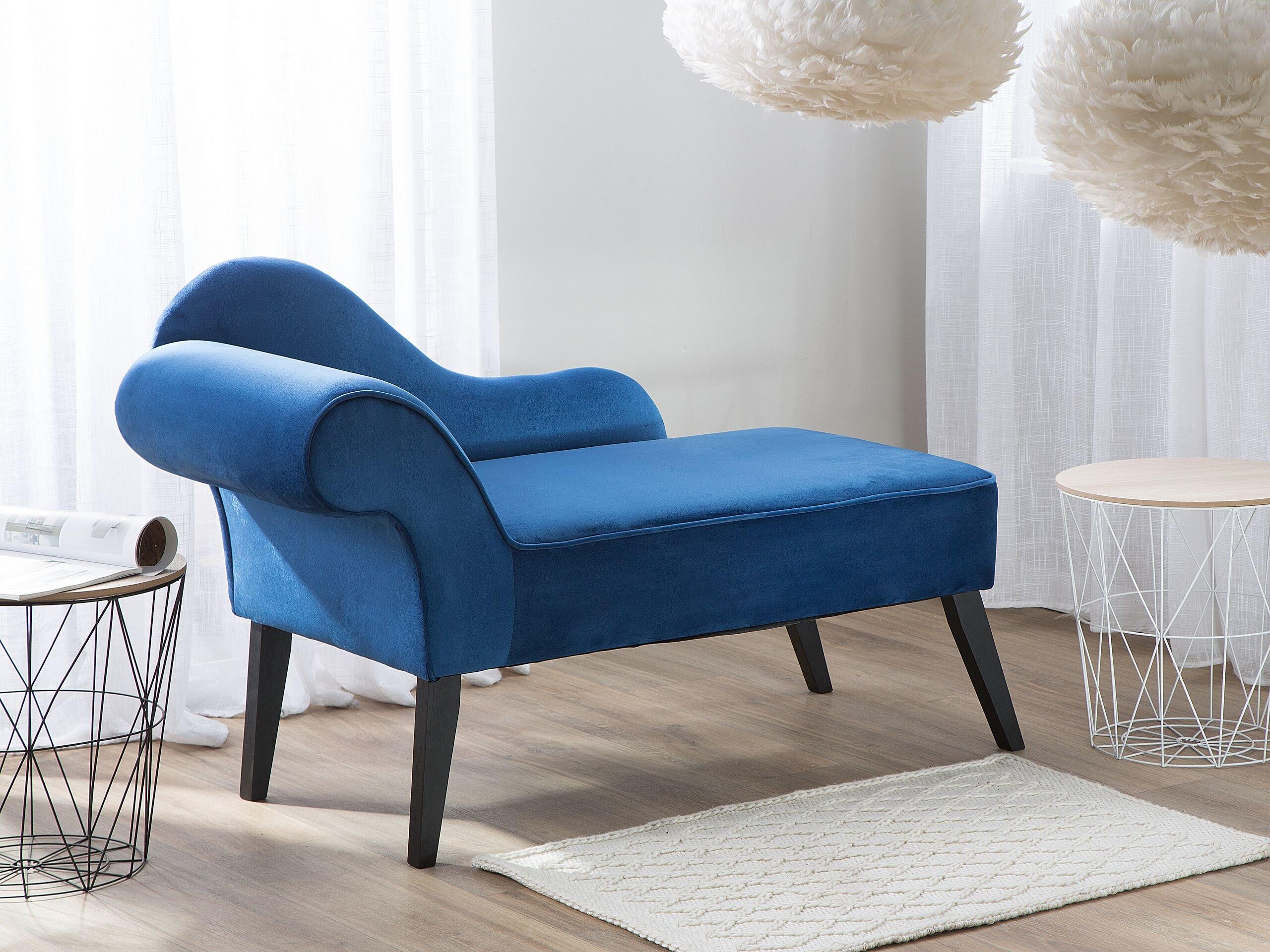 Beliani Chaise longue côté gauche en Velours Glamour BIARRITZ  