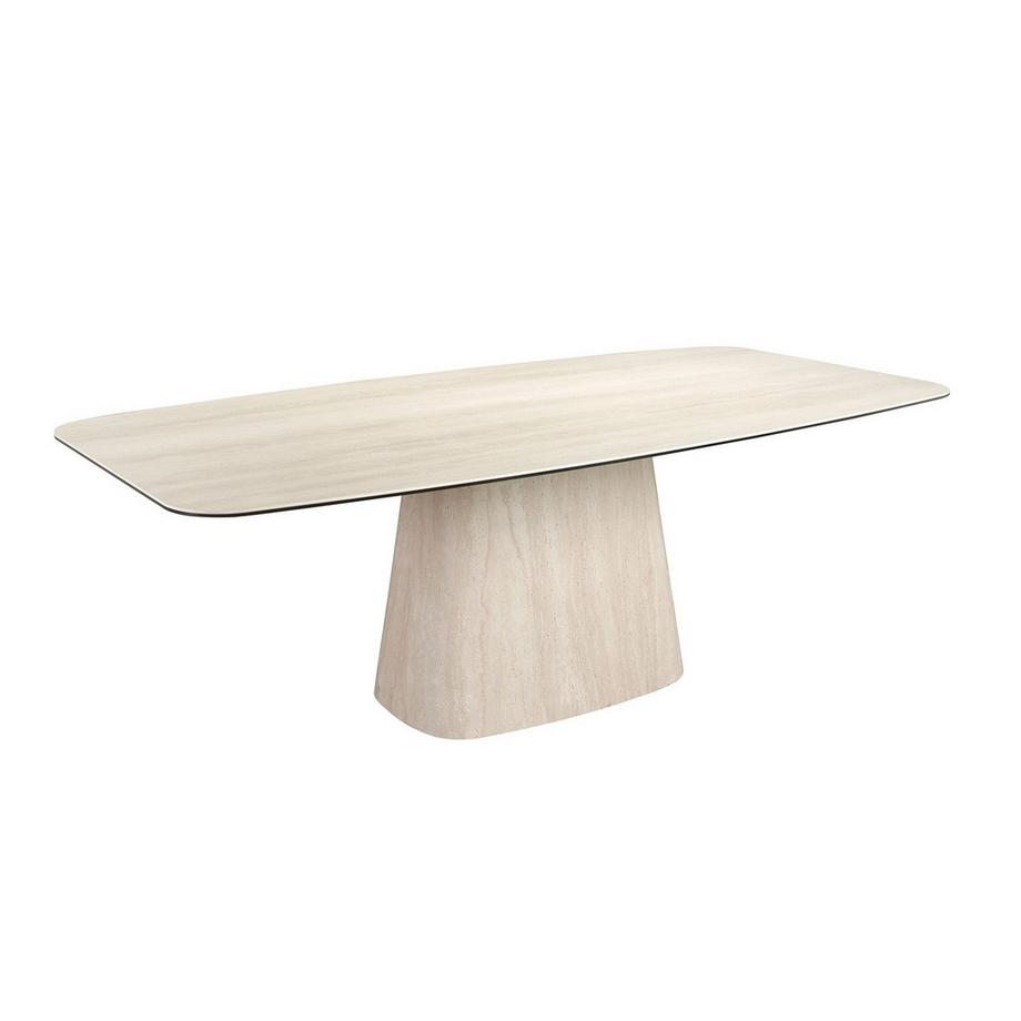 Table de salle à manger ovale en tonneau en marbre porcelaine