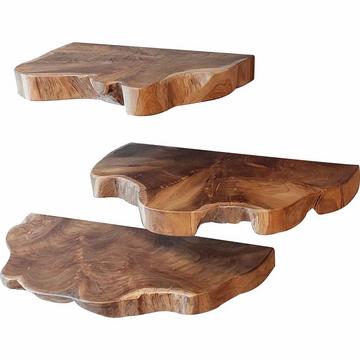 Wandregal Natural Line Teak natur (3er-Set)