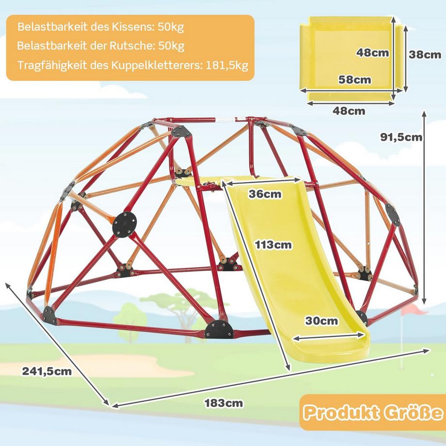 Northix Kletterkuppel mit Rutsche für Kinder  