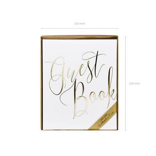 PartyDeco Gästebuch Guest Book 20 x 24.5 cm, Weiss/Gold  