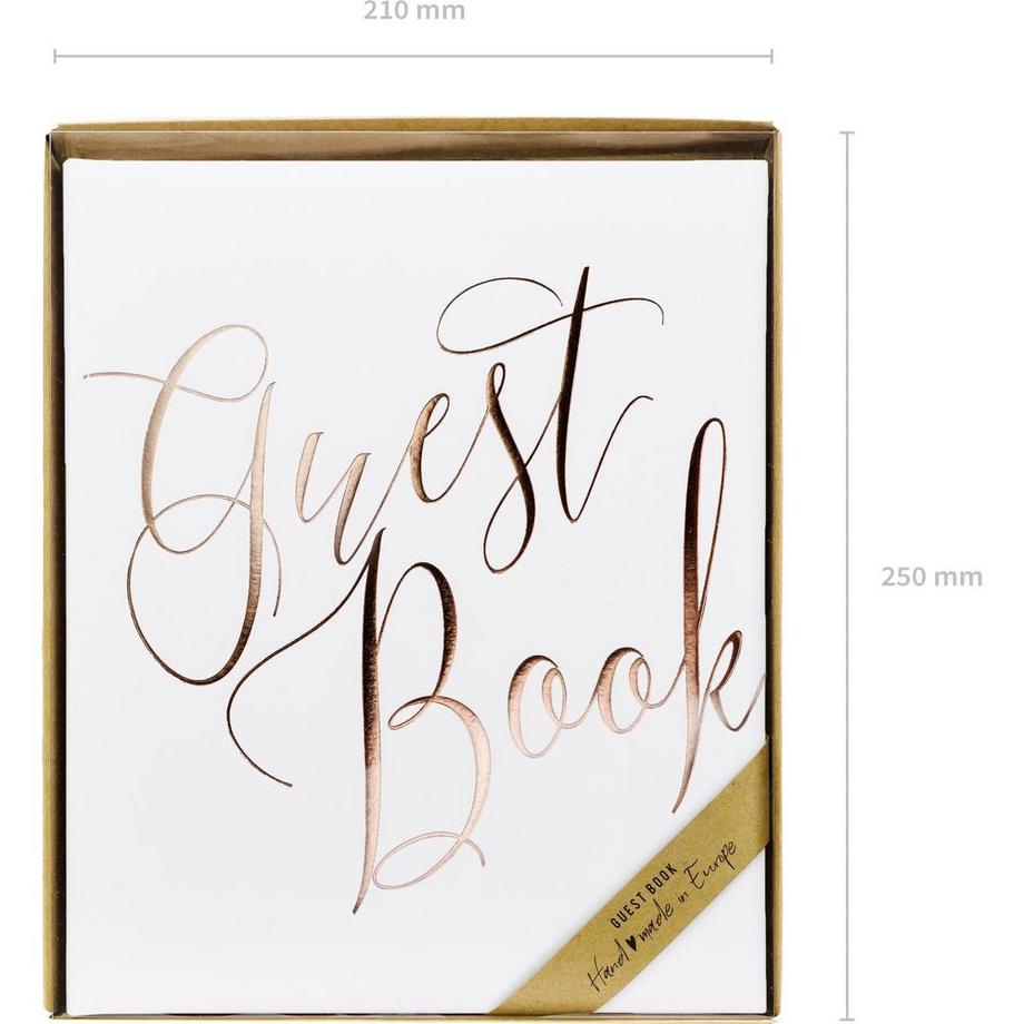 PartyDeco Gästebuch Guest Book 20 x 24.5 cm, Weiss/Gold  