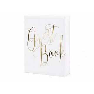 PartyDeco Gästebuch Guest Book 20 x 24.5 cm, Weiss/Gold  