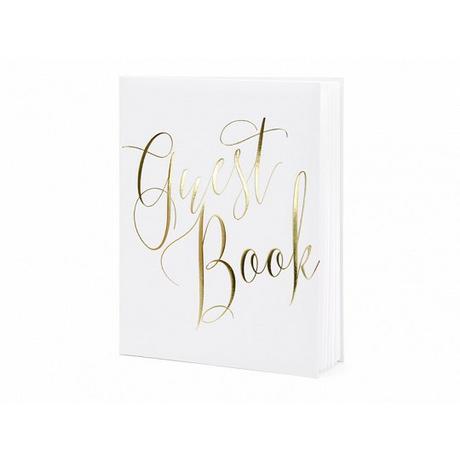 PartyDeco Gästebuch Guest Book 20 x 24.5 cm, Weiss/Gold  