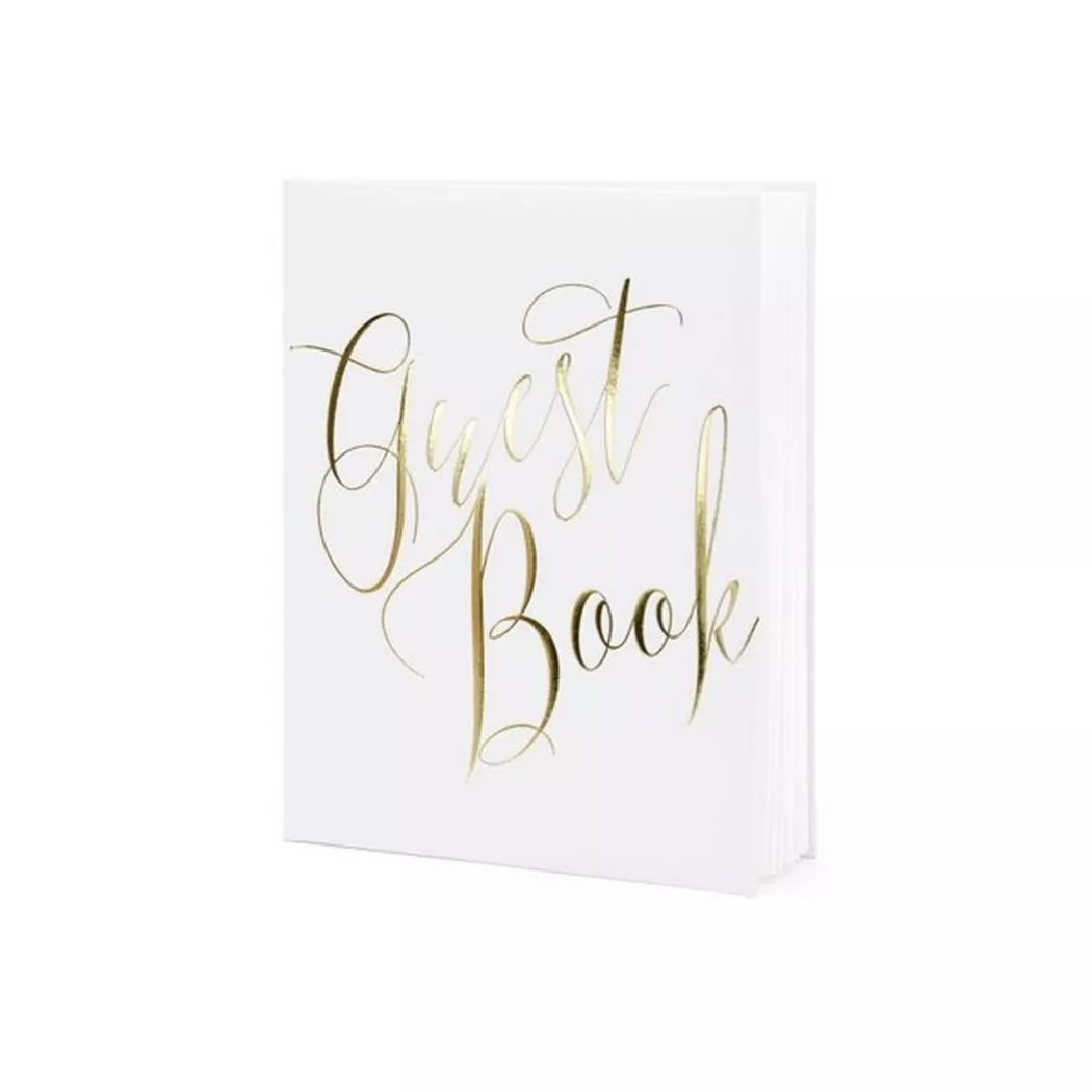 PartyDeco -  Gästebuch album fotografico e portalistino Oro, Bianco 22 fogli, One Size