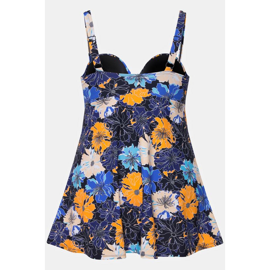 Ulla Popken Robe de bain à fleurs bonnets souples décolleté bustier  