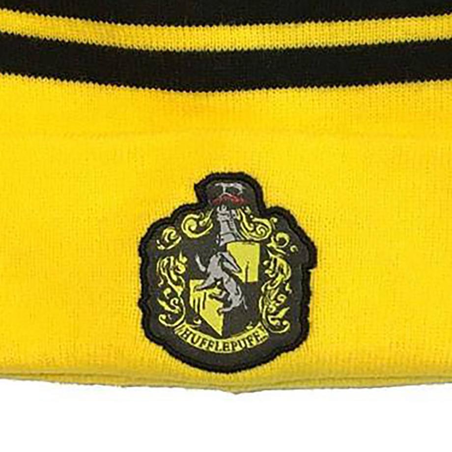 HARRY-POTTER Hufflepuff Gestreifte Mütze mit Bommel  