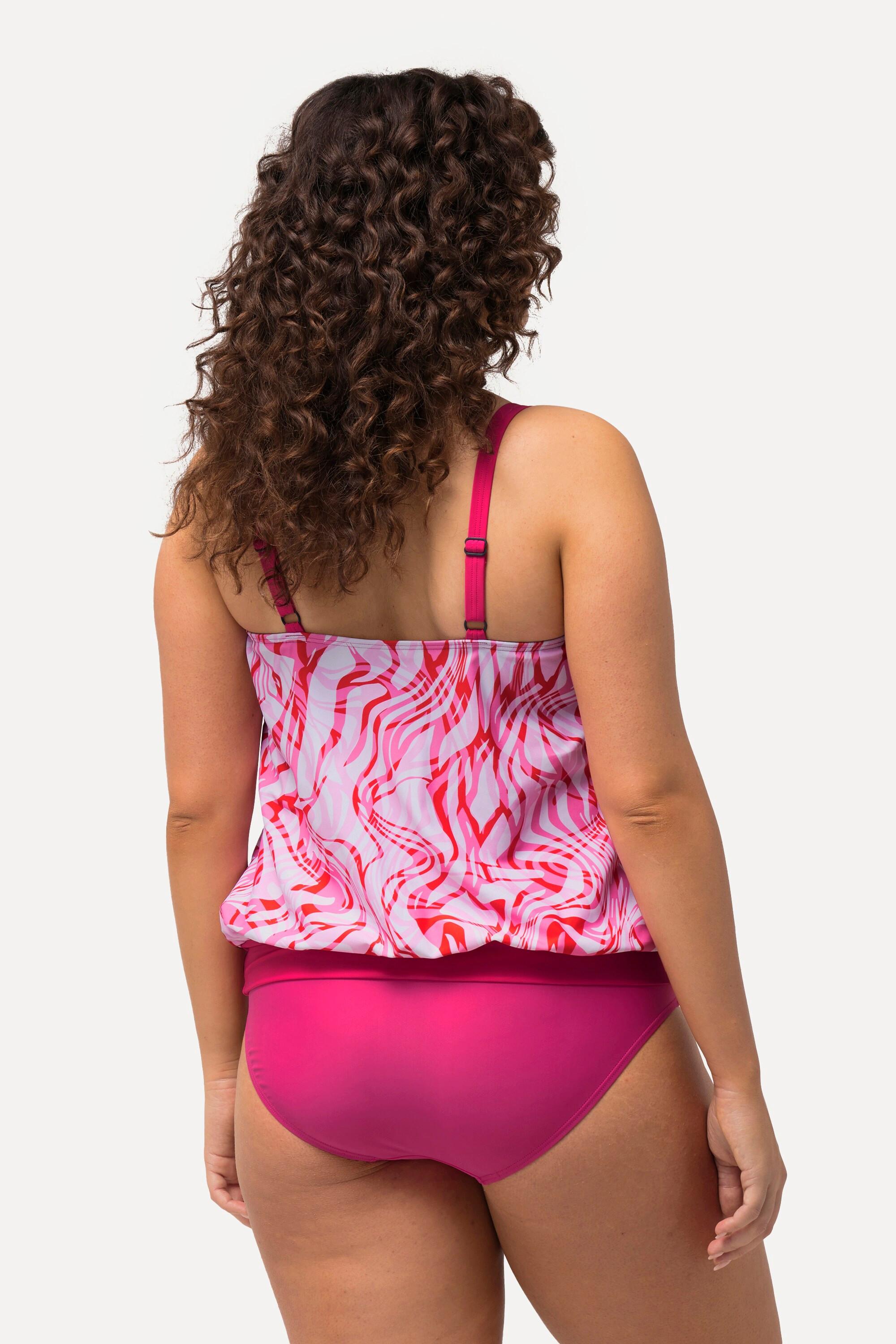 Ulla Popken  Tankini con design astratto, coppe morbide, orlo elastico e materiale riciclato 