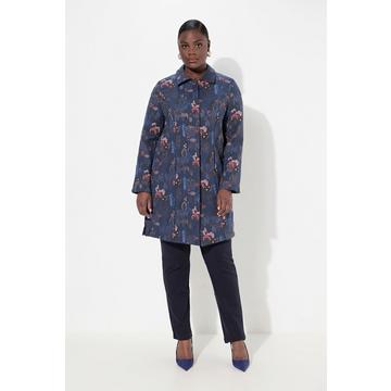 Jacquard-Jacke, florales Design, Hemdkragen, Langarm