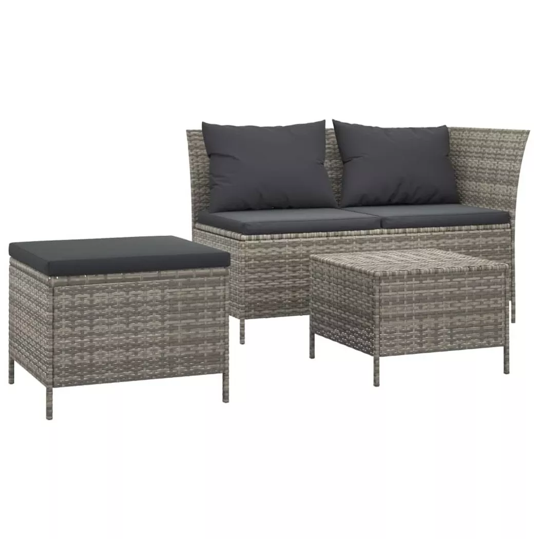 VidaXL - Garten lounge set poly-rattan, One Size, Grau