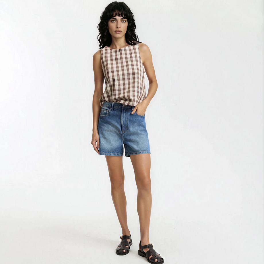 La Redoute Collections Ärmelloses Top Vichykaro Print  