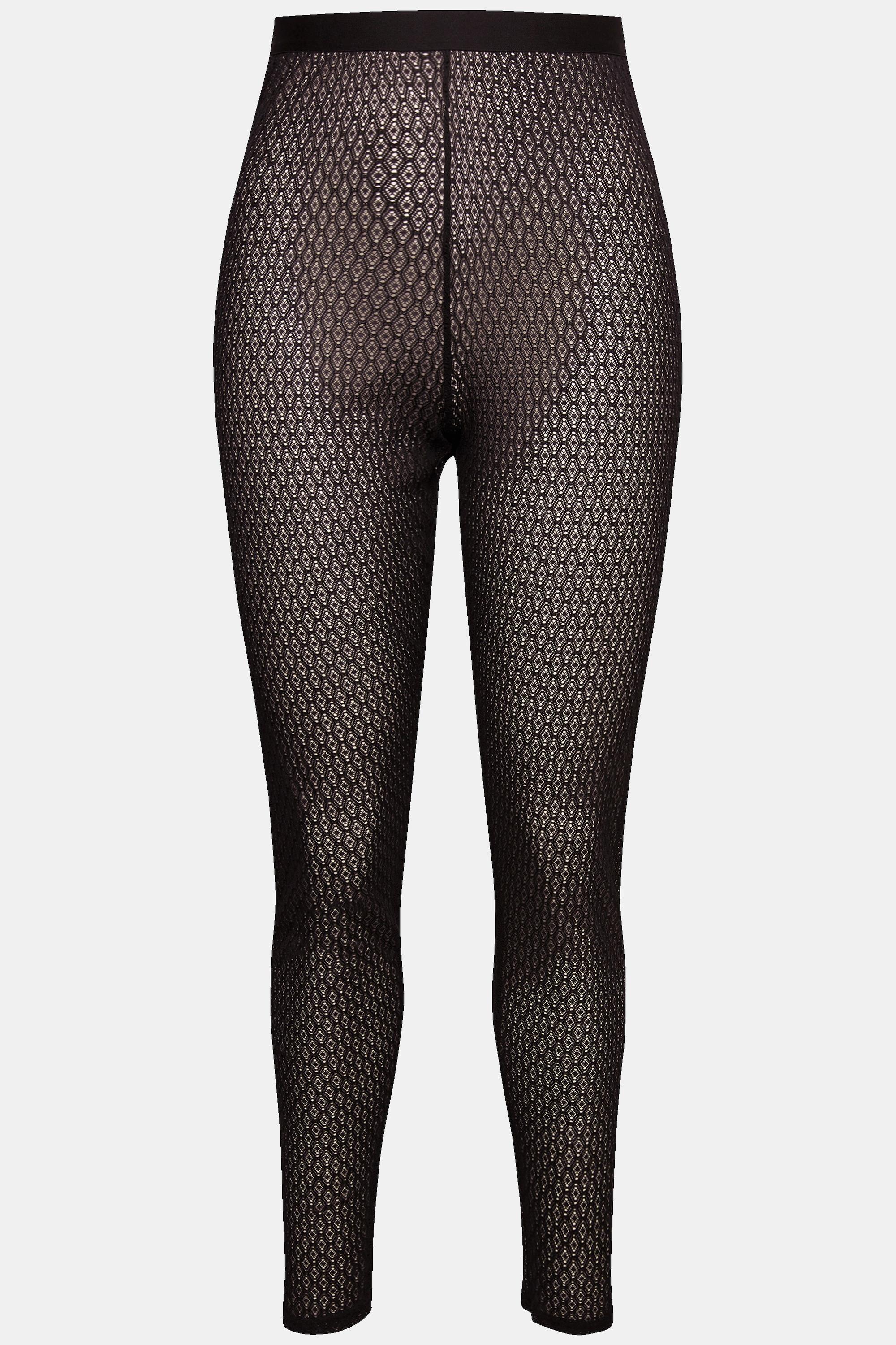 Ulla Popken  Leggings con pizzo a diamante ed effetto velato 