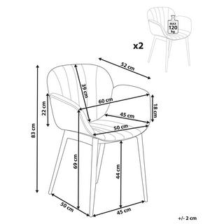 Beliani Lot de 2 chaises de salle à manger en Polyester Rétro ALICE  