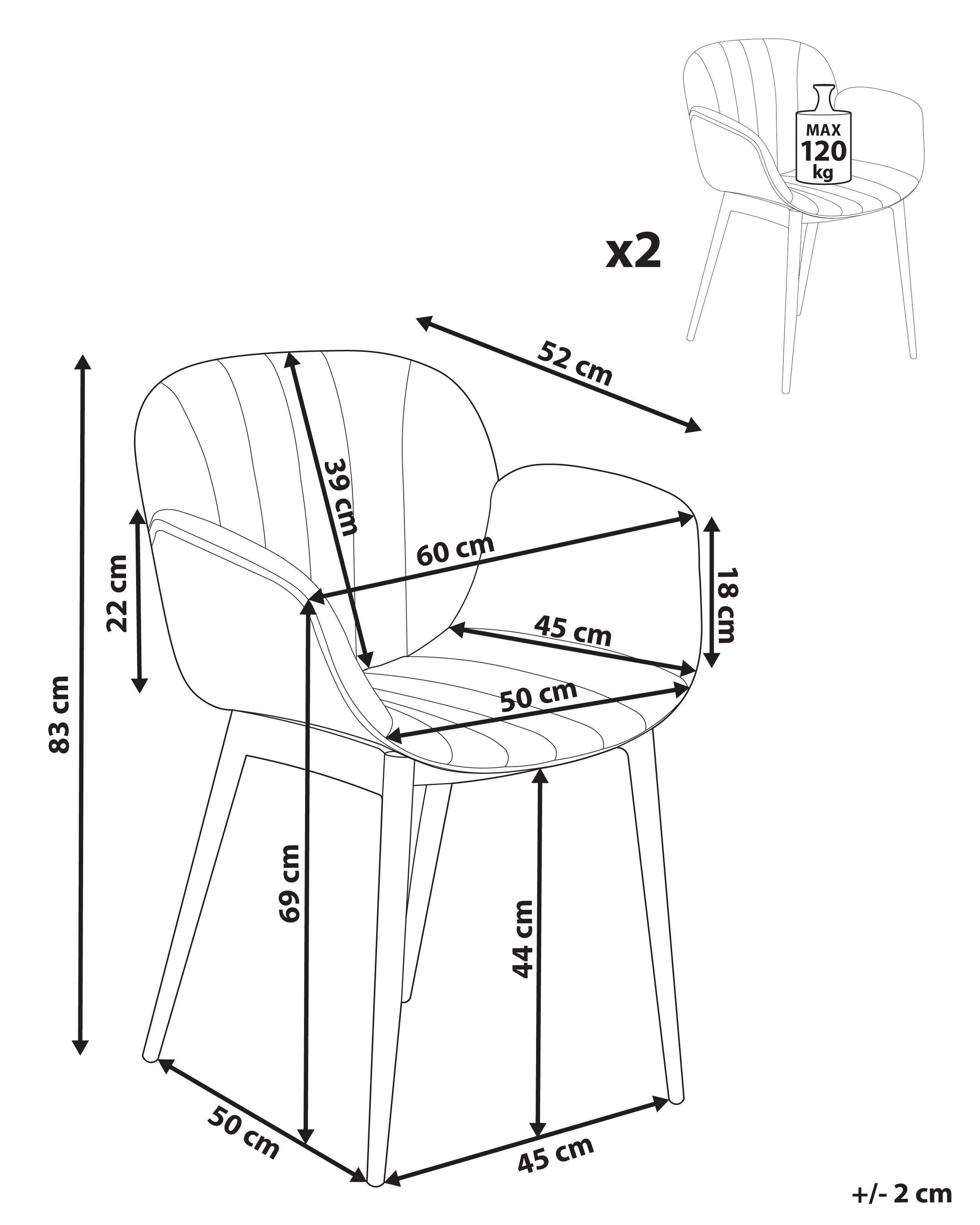 Beliani Lot de 2 chaises de salle à manger en Polyester Rétro ALICE  