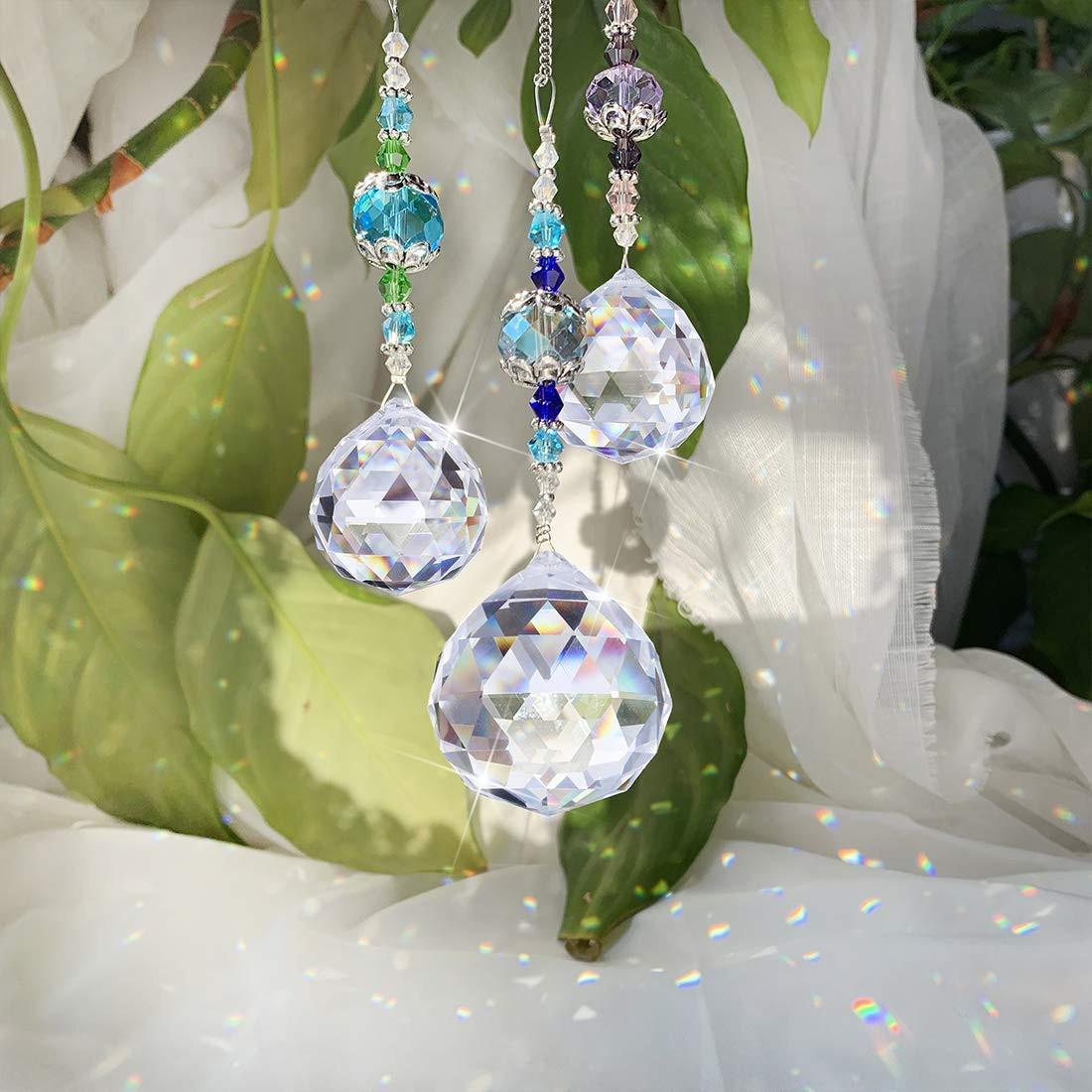 Alopini cristal prisme boule arc-en-ciel verre fenêtre capteur de soleil, 3 pièces  