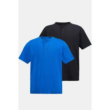 Henleys, Basic, 2er-Pack, Rundhals, Knopfleiste