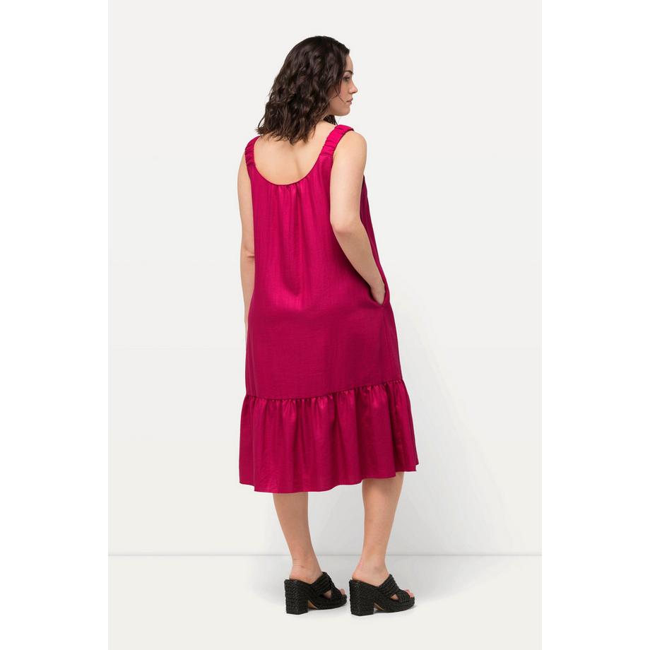 Ulla Popken Midikleid Elastikträger Rundhals Ärmellos Taschen  