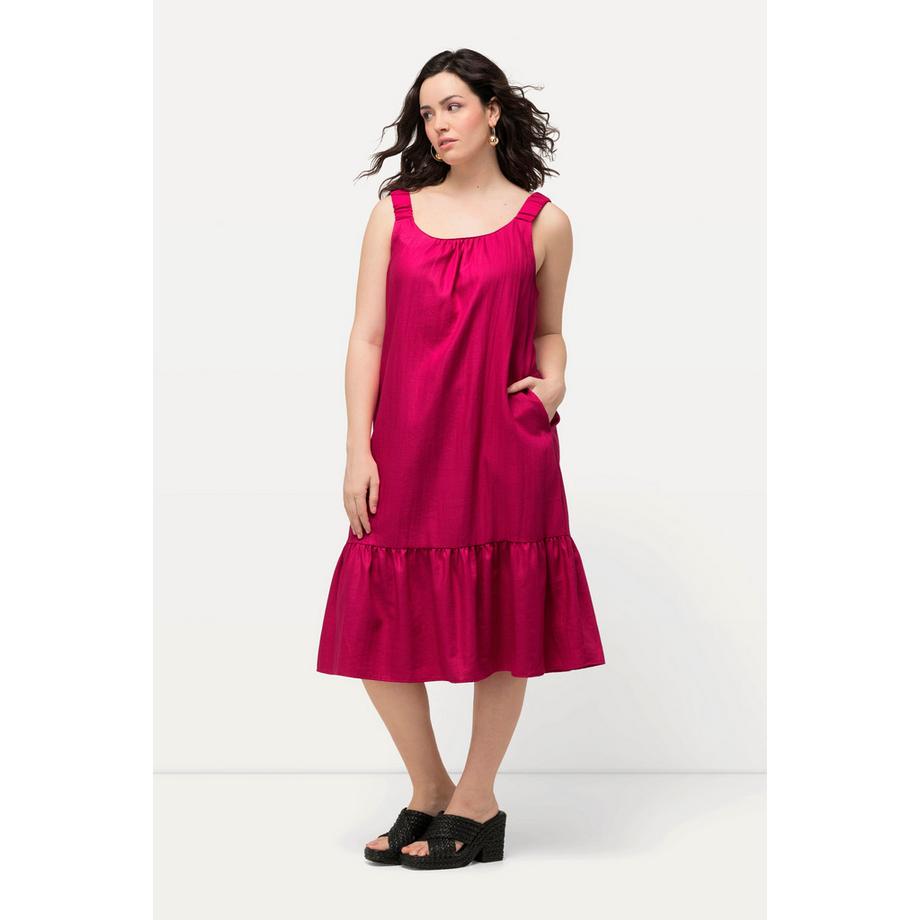 Ulla Popken Midikleid Elastikträger Rundhals Ärmellos Taschen  