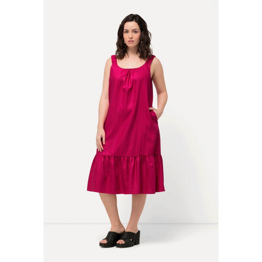 Ulla Popken Midikleid Elastikträger Rundhals Ärmellos Taschen  