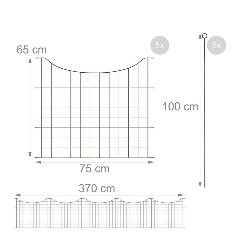 Northix  Teichzaun mit 5 Teilen und Unterbögen 
