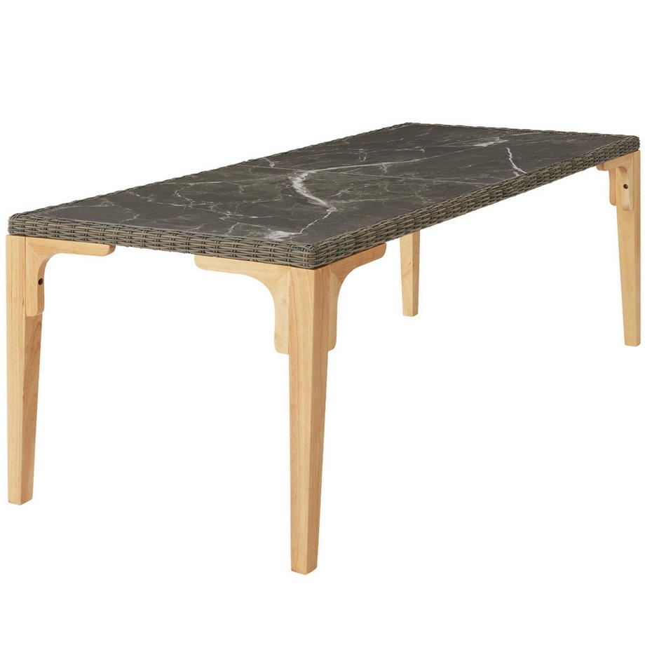 Tectake Tavolo in rattan Foggia con 6 sedie Rosarno  con telaio in legno  