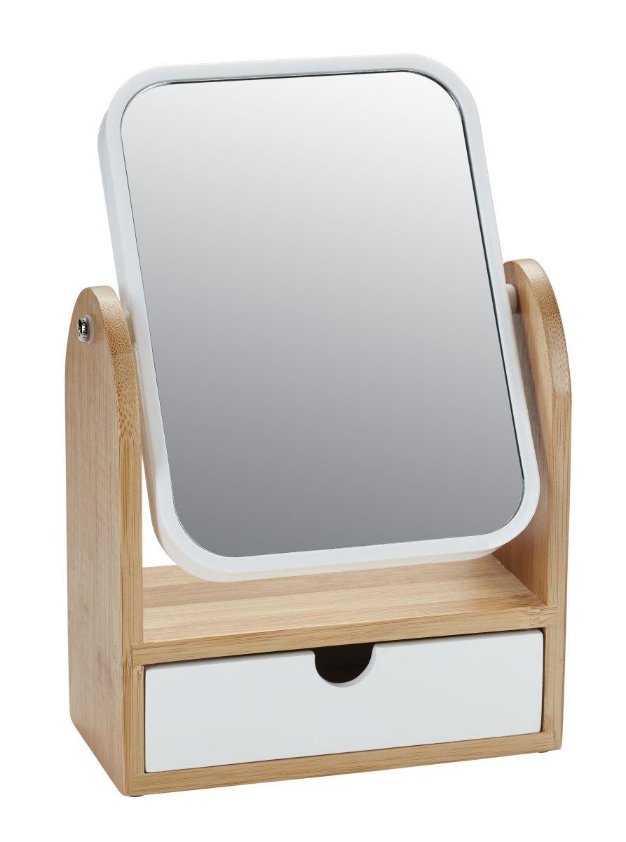 diaqua  Specchio cosmetico c. cassetto bianco / legno 