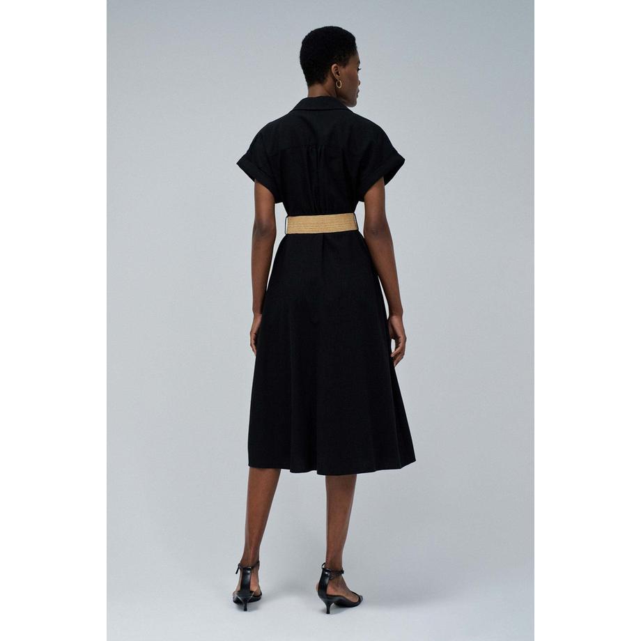 Salsa Robe chemise en lin avec ceinture boutonnée devant  