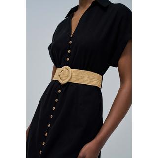 Salsa Leinen Hemdblusenkleid mit geknöpftem Gürtel  