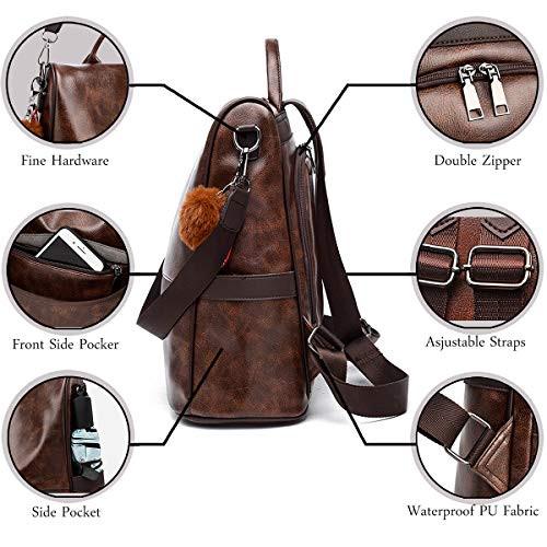 Only-bags.store Weicher PU-Leder-Rucksack Handtasche Umhängetasche Multifunktionale Anti-Diebstahl-Tasche Wasserdichter Rucksack  