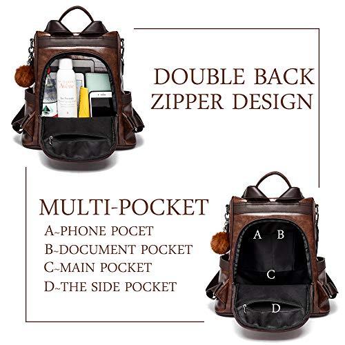 Only-bags.store Rucksack aus weichem PU-Leder Diebstahlsicher Wasserdicht  