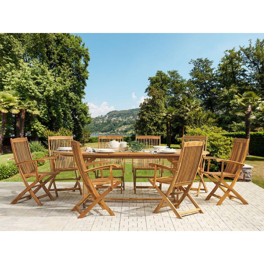 Beliani Gartentisch mit Stühlen aus Akazienholz Klassisch MAUI  