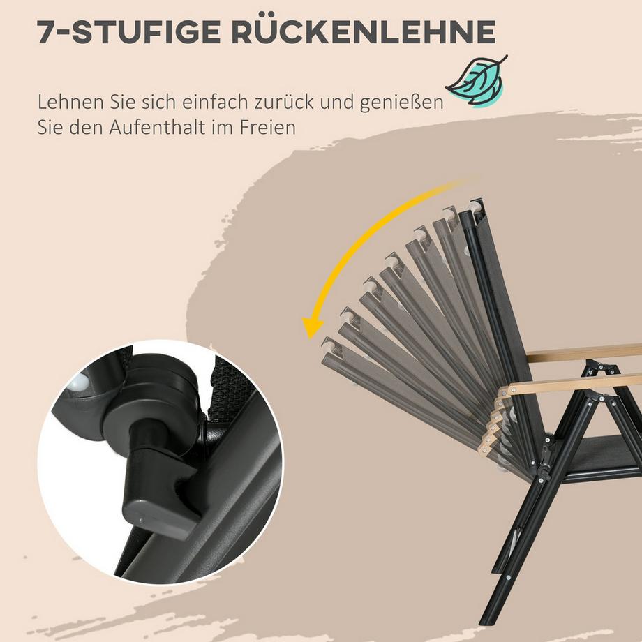 Northio Sitzgruppe Klappbar 6 Personen Gartenmöbel Set 1 Tisch+6 Stühle Sitzgarnitur Aluminium Mesh Schwarz  