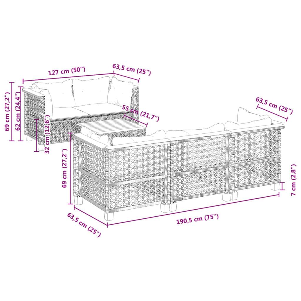 VidaXL set divano da giardino Polirattan  