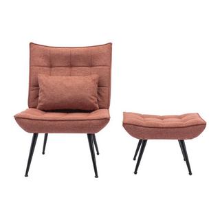 Vente-unique Sessel mit Fußstütze - Stoff - Terracotta - MARACAO  