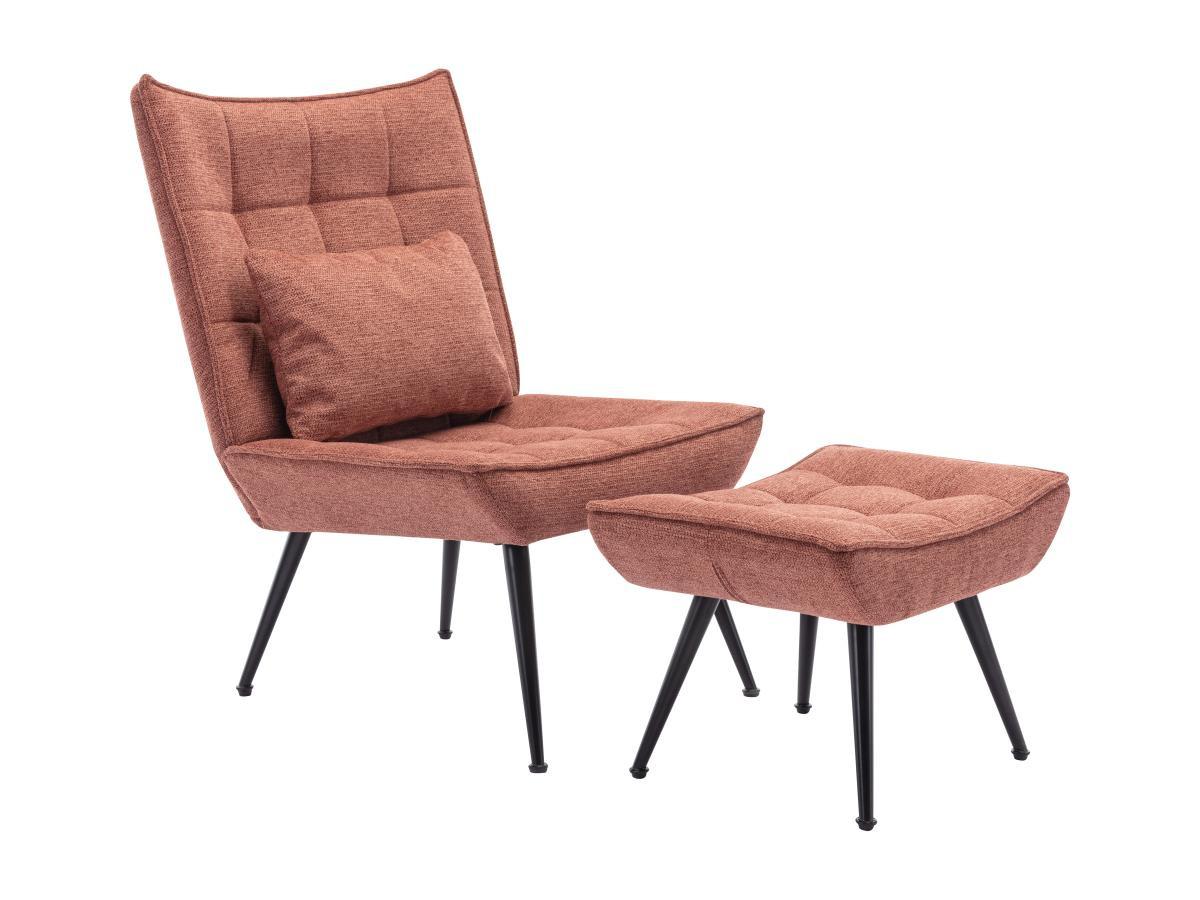 Vente-unique Sessel mit Fußstütze - Stoff - Terracotta - MARACAO  