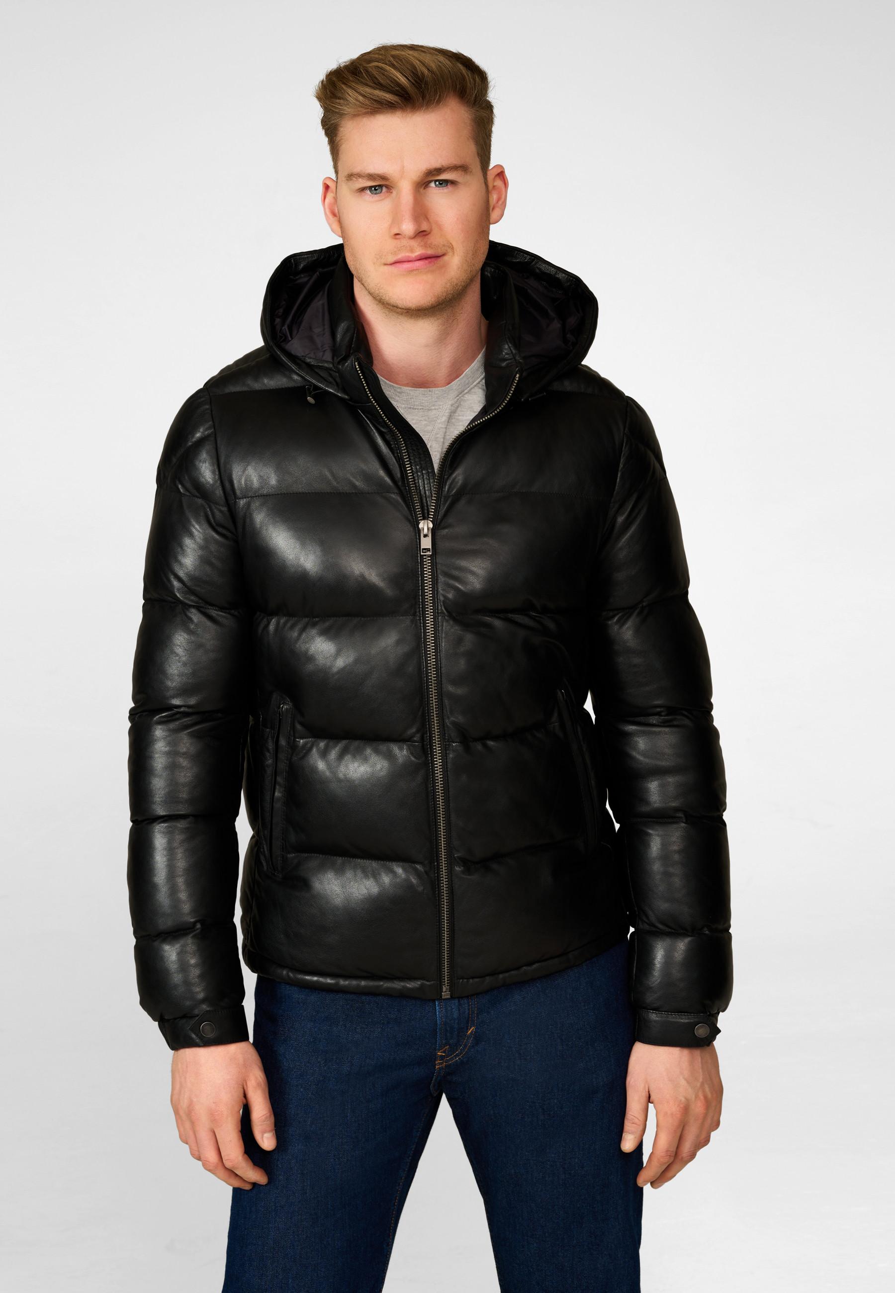 RICANO  Lederjacke Vince, Steppjacke mit Kapuze 