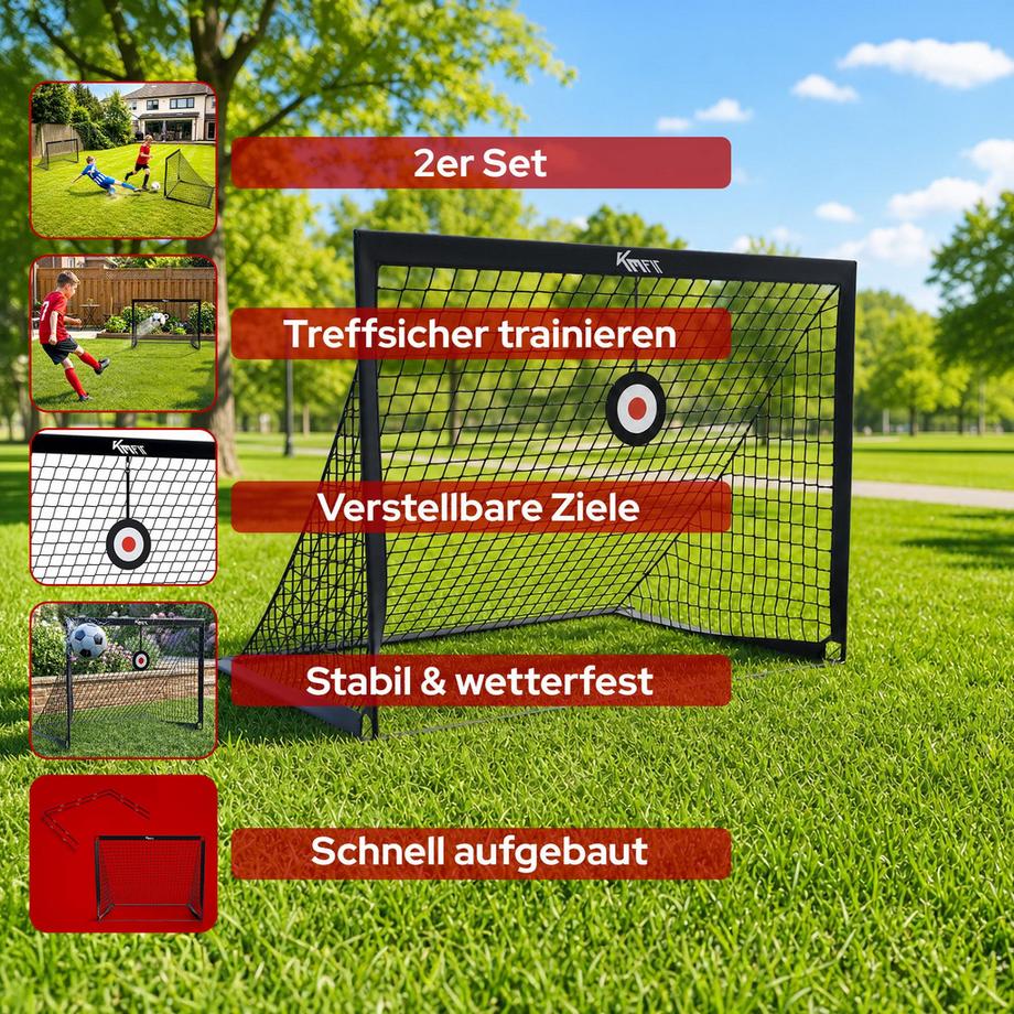 KM-Fit  Set di 2 porte da calcio con bersagli regolabili per l'allenamento 