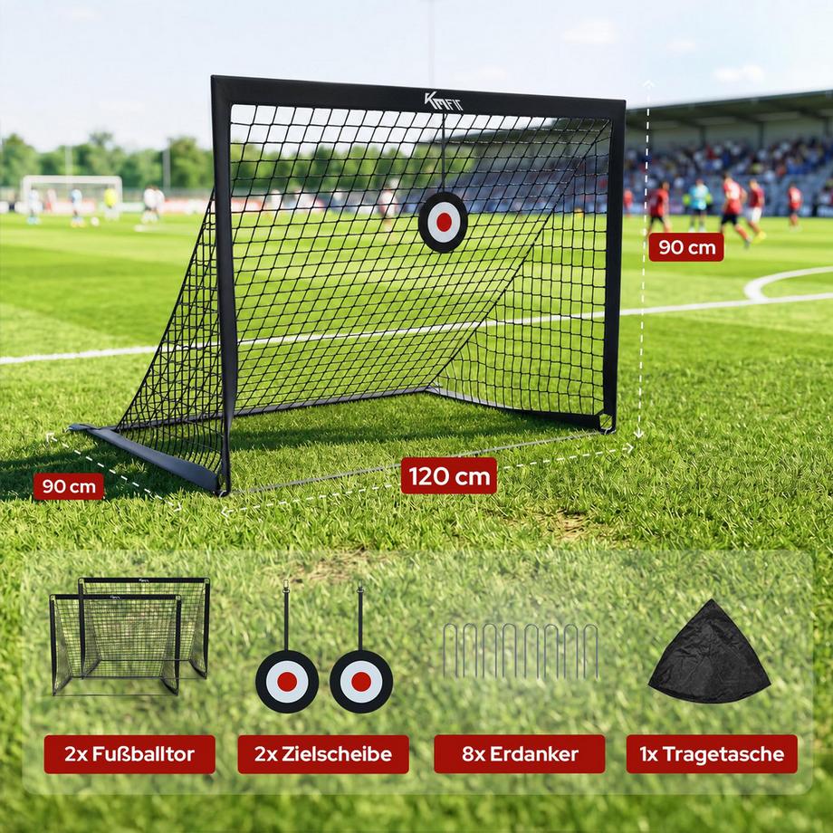 KM-Fit  Set di 2 porte da calcio con bersagli regolabili per l'allenamento 